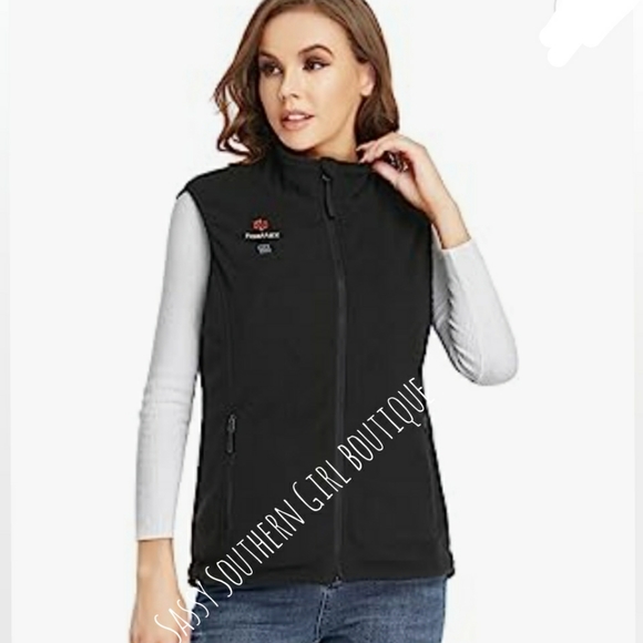 🆕⭐ Black fleece zip up heated vest - Picture 2 of 6